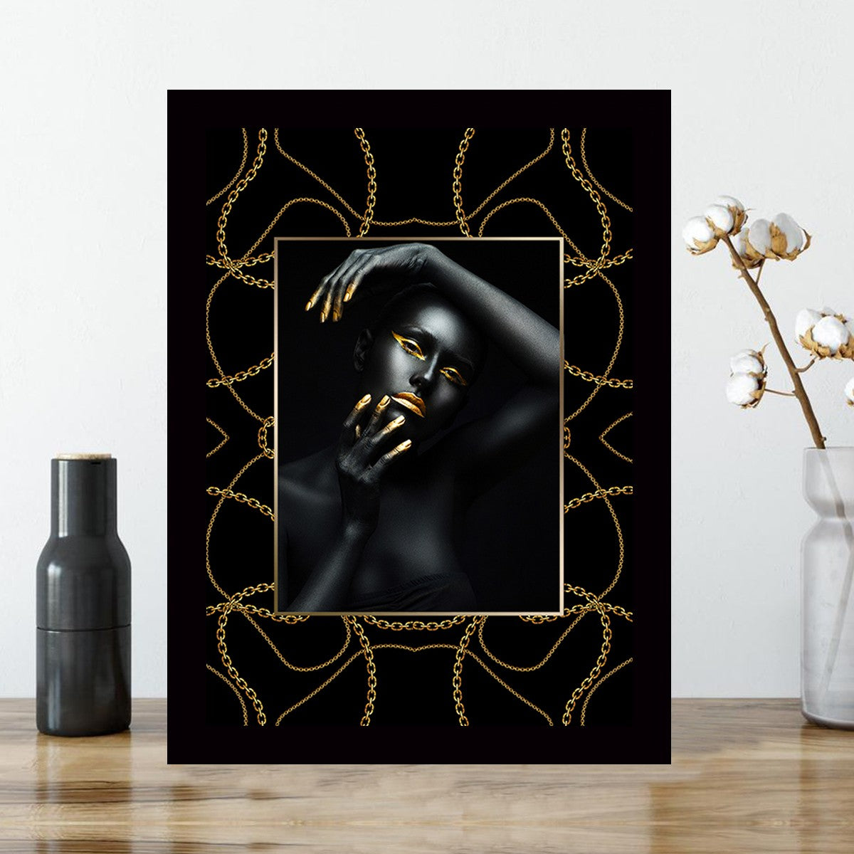 Quadro Decorativo MDF Emoldurado - Arte Multicolor 24x29cm com Moldura de Madeira 2cm