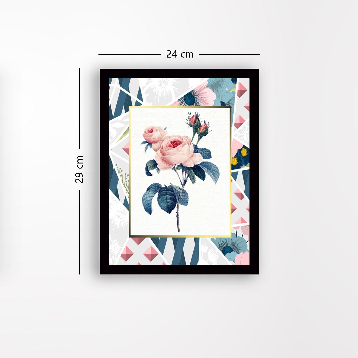 Quadro Decorativo MDF Emoldurado - Arte Multicolor 24x29cm com Moldura de Madeira 2cm