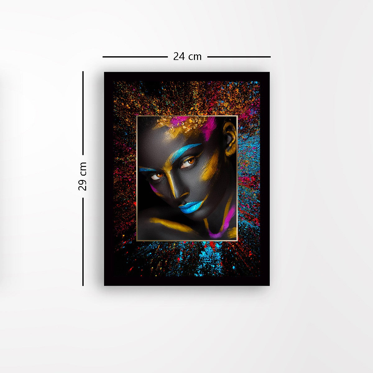 Quadro Decorativo MDF Emoldurado - Arte Multicolor 24x29cm com Moldura de Madeira 2cm