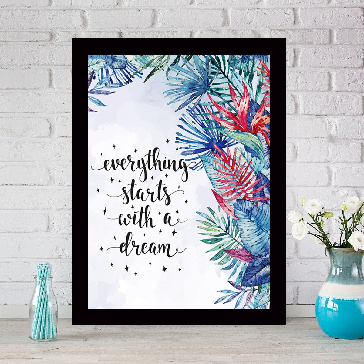 Quadro Decorativo MDF Emoldurado - Arte Multicolor 24x29cm com Moldura de Madeira 2cm