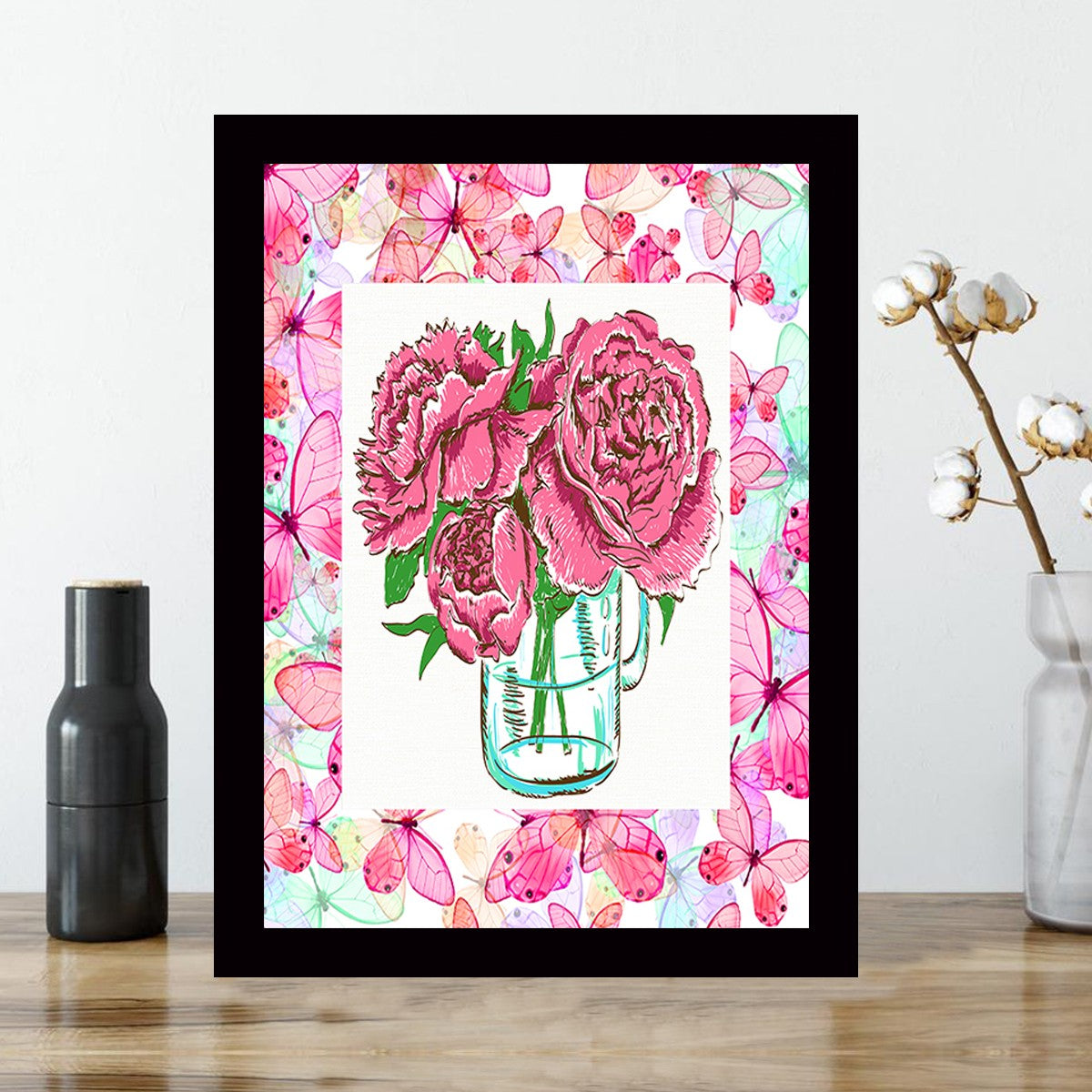 Quadro Decorativo MDF Emoldurado - Arte Multicolor 24x29cm com Moldura de Madeira 2cm