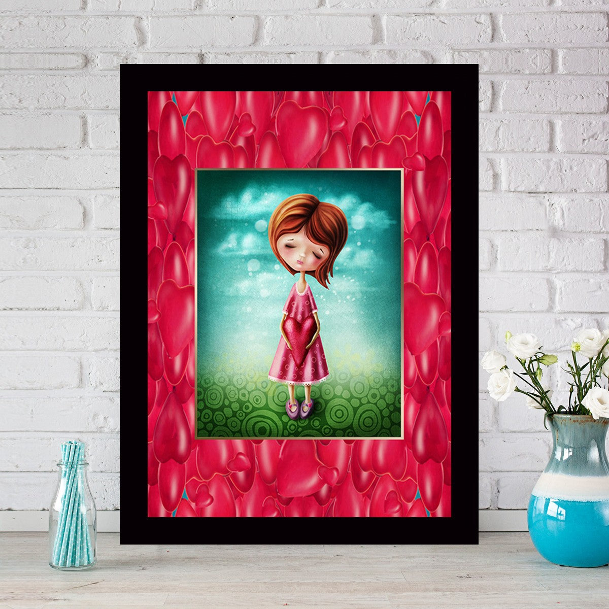 Quadro Decorativo MDF Emoldurado - Arte Multicolor 24x29cm com Moldura de Madeira 2cm