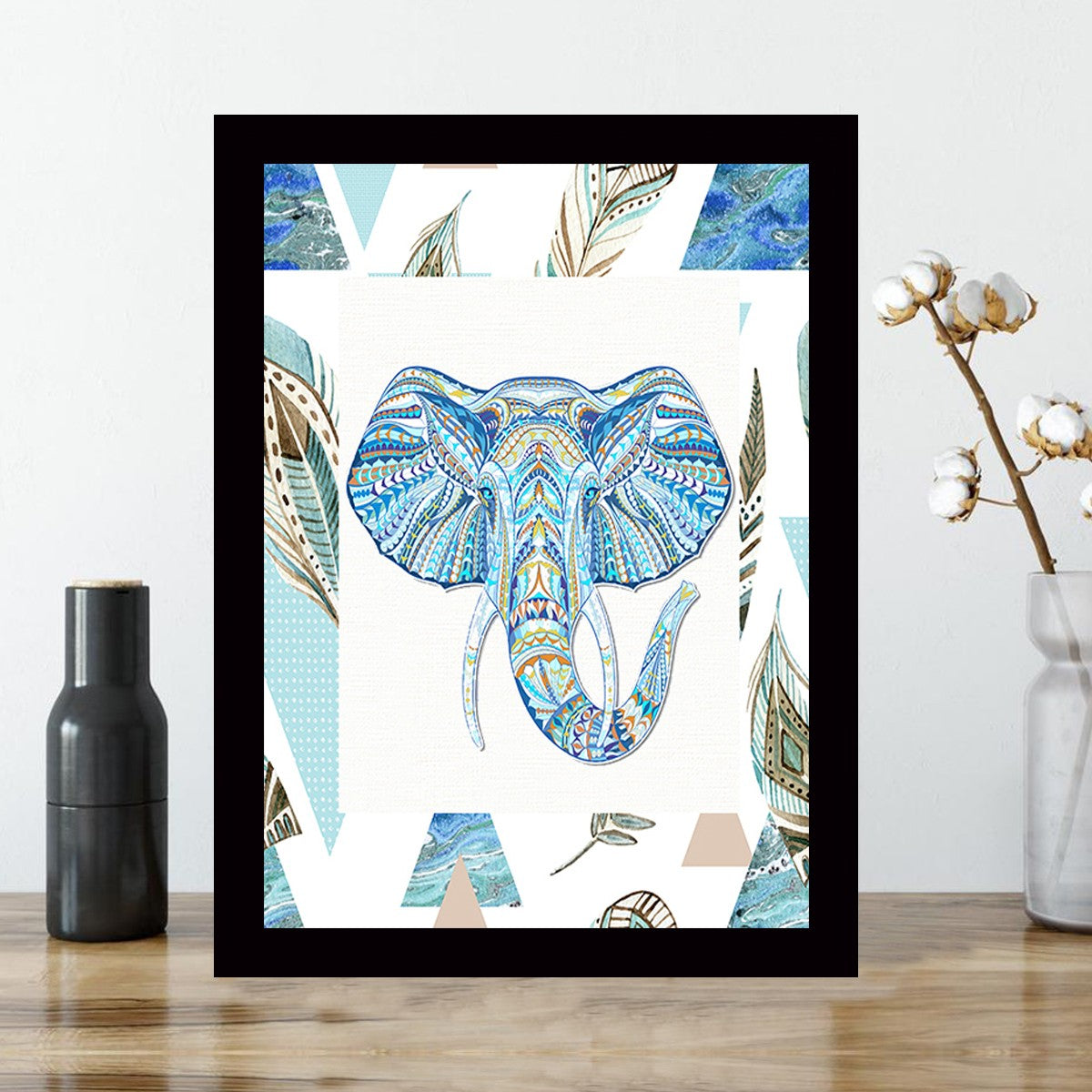 Quadro Decorativo MDF Emoldurado - Arte Multicolor 24x29cm com Moldura de Madeira 2cm