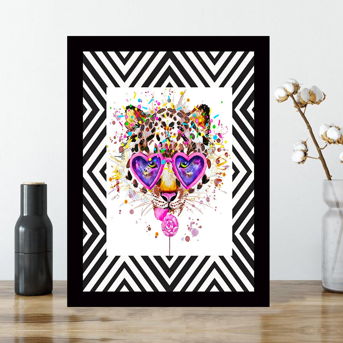 Quadro Decorativo MDF Emoldurado - Arte Multicolor 24x29cm com Moldura de Madeira 2cm