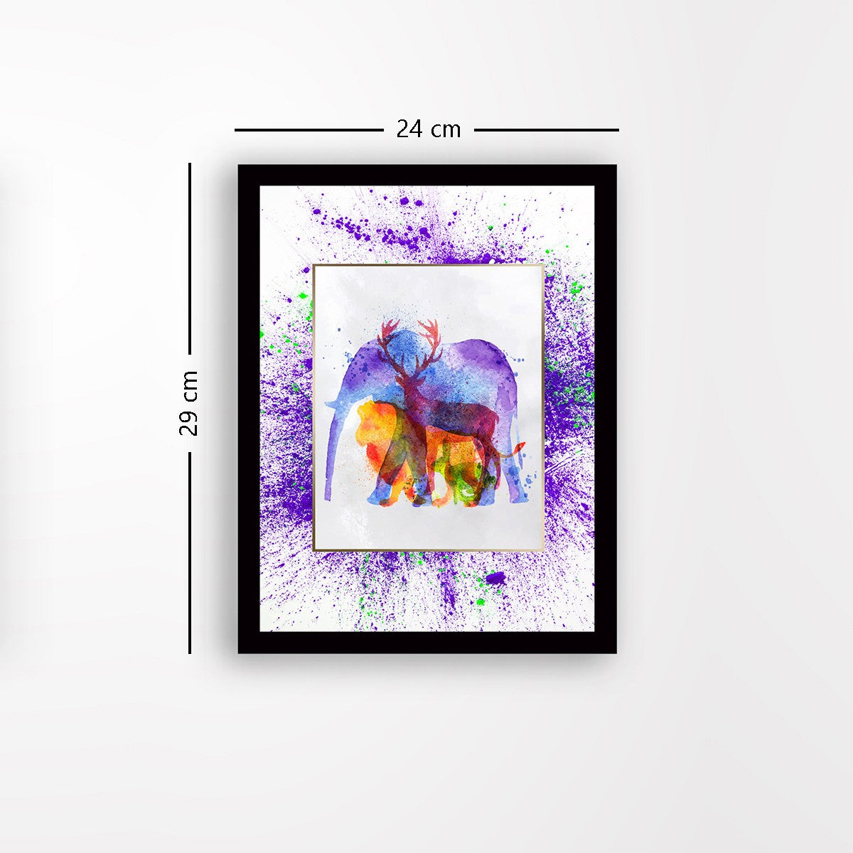 Quadro Decorativo MDF Emoldurado - Arte Multicolor 24x29cm com Moldura de Madeira 2cm