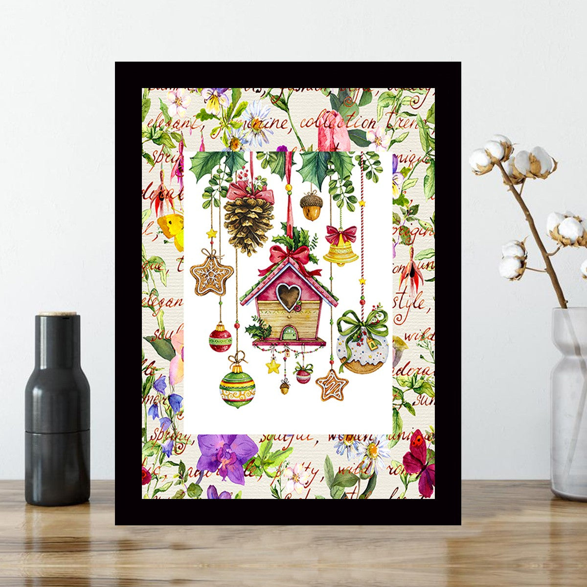 Quadro Decorativo MDF Emoldurado - Arte Multicolor 24x29cm com Moldura de Madeira 2cm