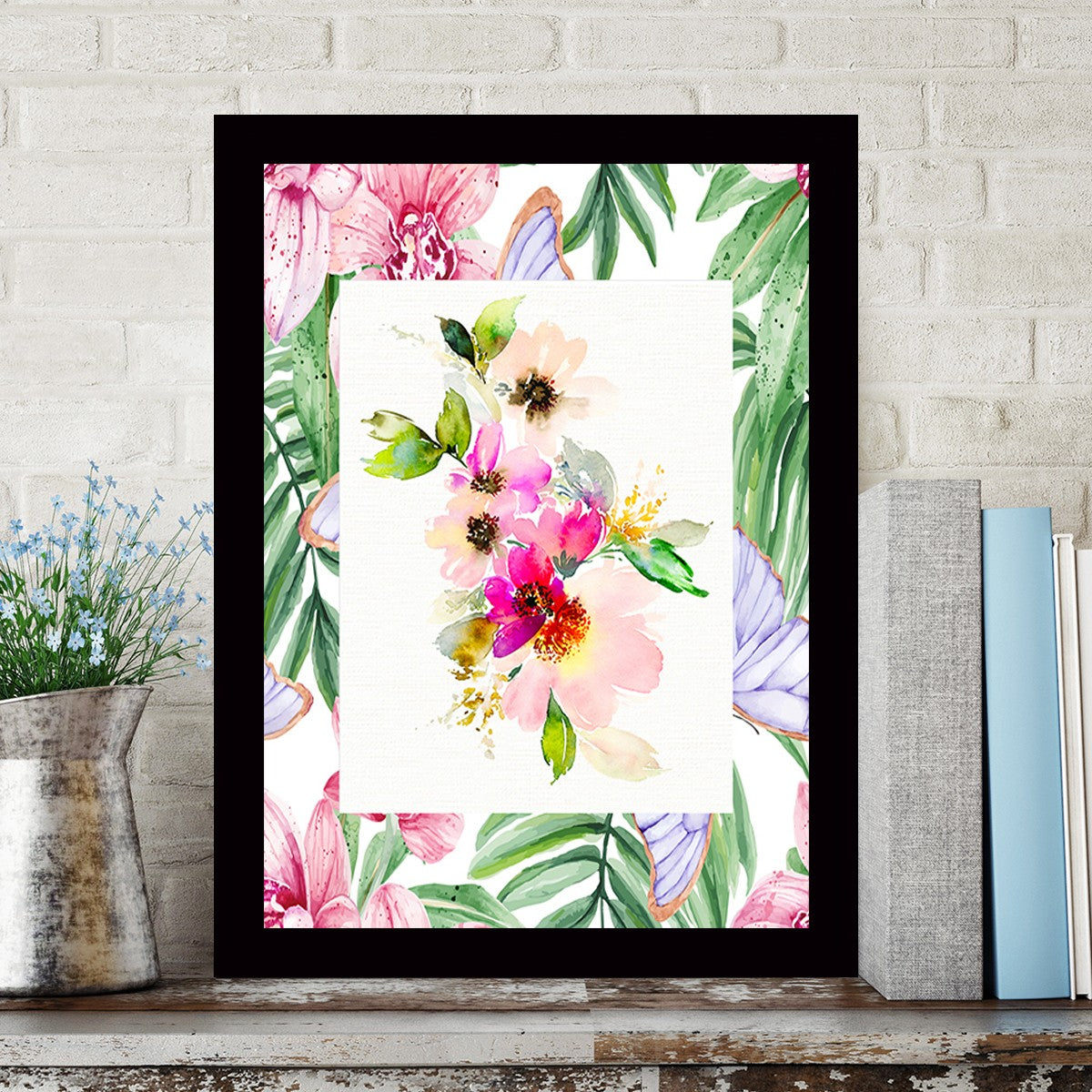 Quadro Decorativo MDF Emoldurado - Arte Multicolor 24x29cm com Moldura de Madeira 2cm