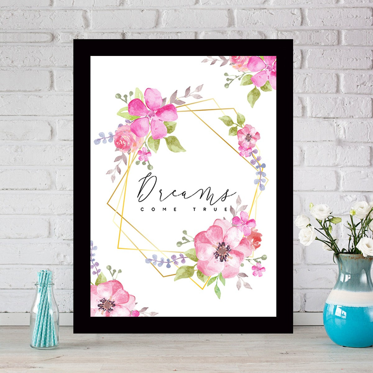 Quadro Decorativo MDF Emoldurado - Arte Multicolor 24x29cm com Moldura de Madeira 2cm