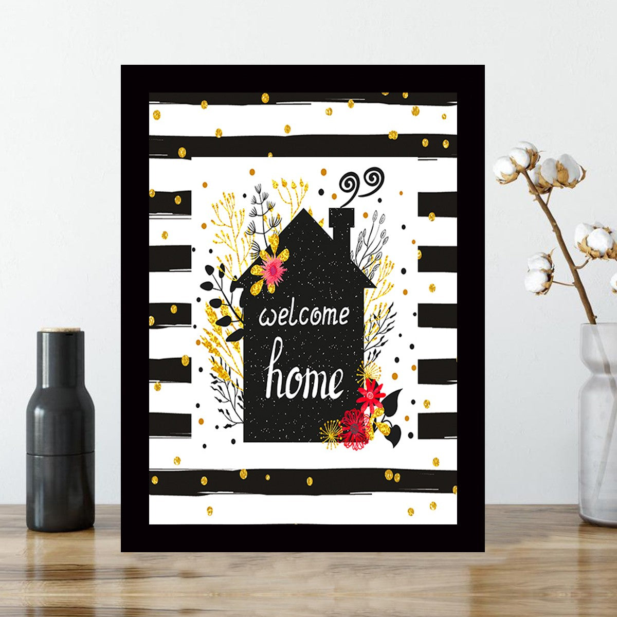 Quadro Decorativo MDF Emoldurado - Arte Multicolor 24x29cm com Moldura de Madeira 2cm