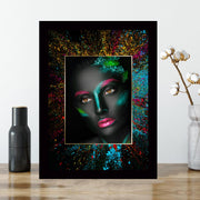 Quadro Decorativo MDF Emoldurado - Arte Multicolor 24x29cm com Moldura de Madeira 2cm