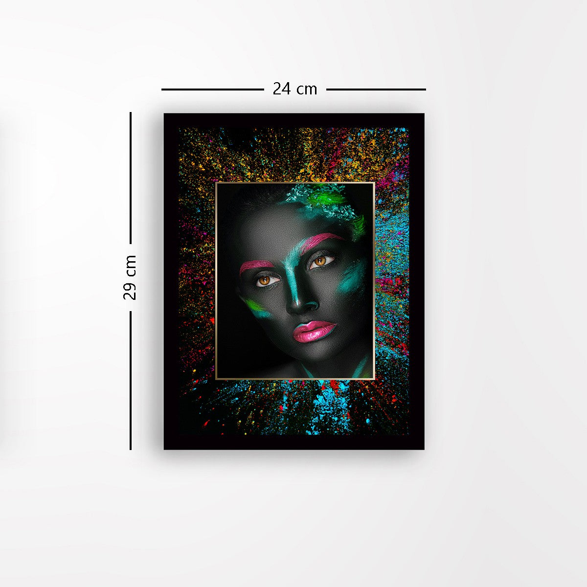 Quadro Decorativo MDF Emoldurado - Arte Multicolor 24x29cm com Moldura de Madeira 2cm