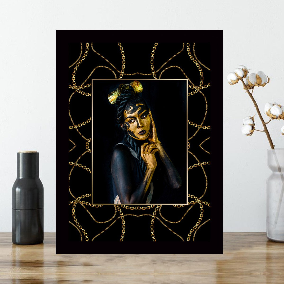 Quadro Decorativo MDF Emoldurado - Arte Multicolor 24x29cm com Moldura de Madeira 2cm