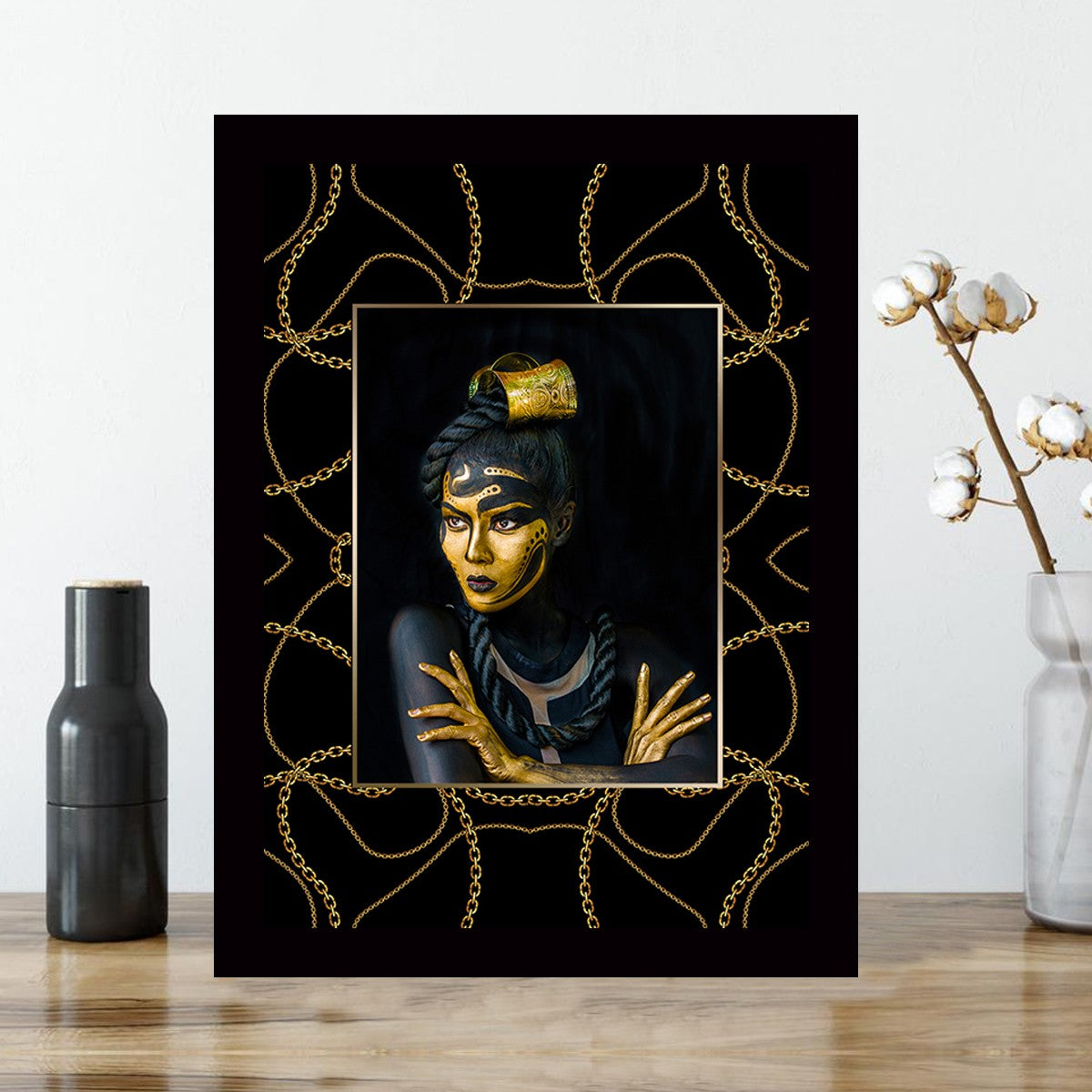 Quadro Decorativo MDF Emoldurado - Arte Multicolor 24x29cm com Moldura de Madeira 2cm