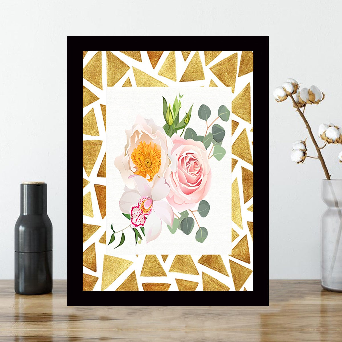 Quadro Decorativo MDF Emoldurado - Arte Multicolor 24x29cm com Moldura de Madeira 2cm