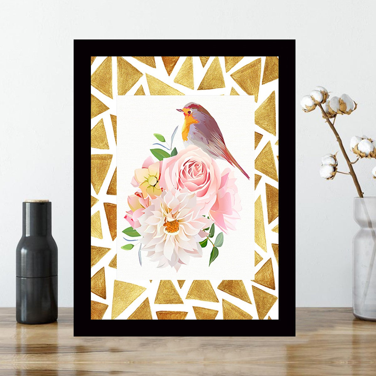 Quadro Decorativo MDF Emoldurado - Arte Multicolor 24x29cm com Moldura de Madeira 2cm