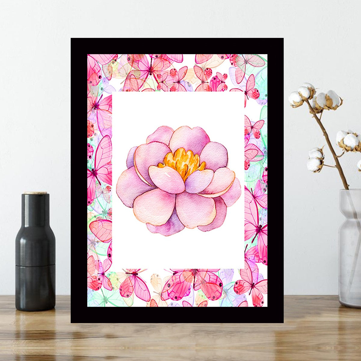 Quadro Decorativo MDF Emoldurado - Arte Multicolor 24x29cm com Moldura de Madeira 2cm