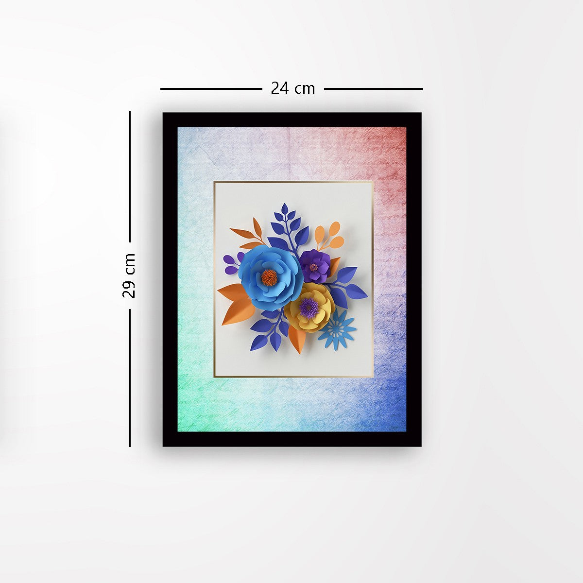 Quadro Decorativo MDF Emoldurado - Arte Multicolor 24x29cm com Moldura de Madeira 2cm