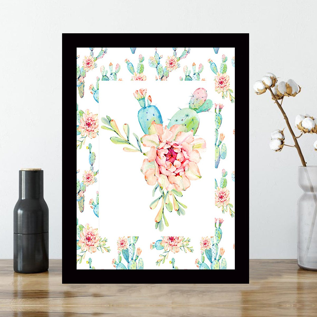 Quadro Decorativo MDF Emoldurado - Arte Multicolor 24x29cm com Moldura de Madeira 2cm