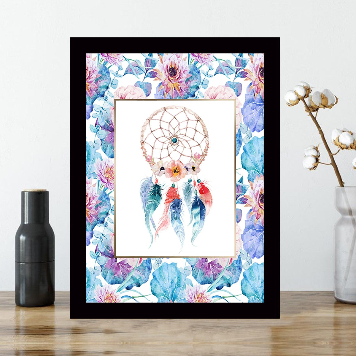 Quadro Decorativo MDF Emoldurado - Arte Multicolor 24x29cm com Moldura de Madeira 2cm