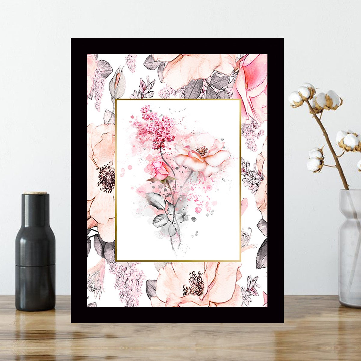 Quadro Decorativo MDF Emoldurado - Arte Multicolor 24x29cm com Moldura de Madeira 2cm