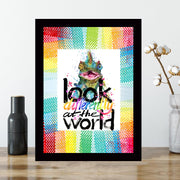 Quadro Decorativo MDF Emoldurado - Arte Multicolor 24x29cm com Moldura de Madeira 2cm