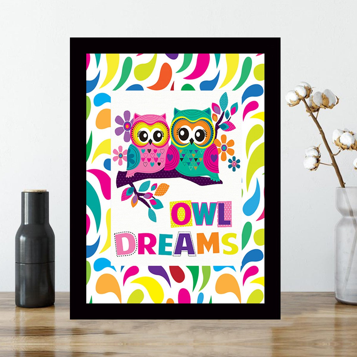 Quadro Decorativo MDF Emoldurado - Arte Multicolor 24x29cm com Moldura de Madeira 2cm