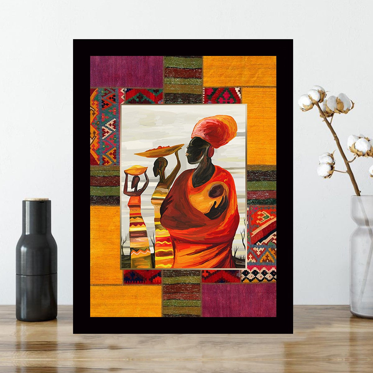 Quadro Decorativo MDF Emoldurado - Arte Multicolor 24x29cm com Moldura de Madeira 2cm