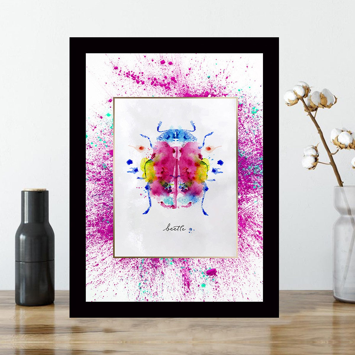 Quadro Decorativo MDF Emoldurado - Arte Multicolor 24x29cm com Moldura de Madeira 2cm