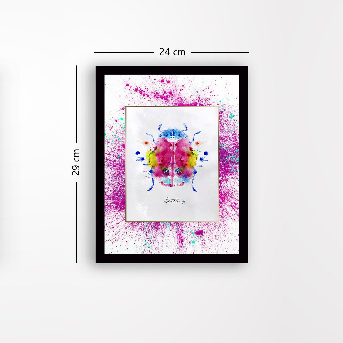 Quadro Decorativo MDF Emoldurado - Arte Multicolor 24x29cm com Moldura de Madeira 2cm