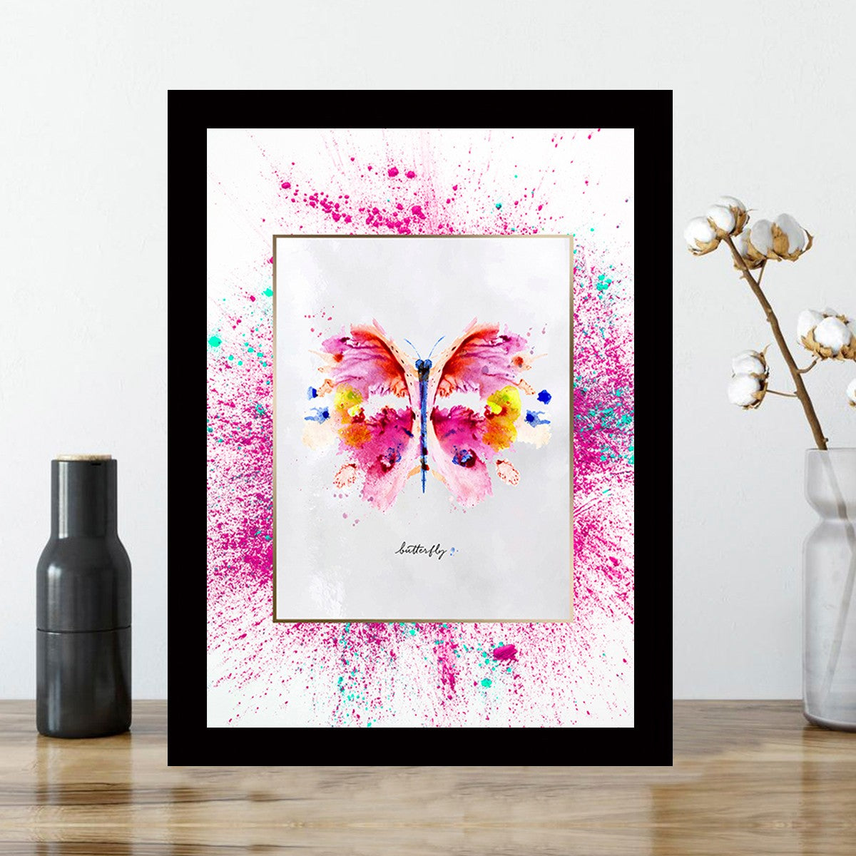 Quadro Decorativo MDF Emoldurado - Arte Multicolor 24x29cm com Moldura de Madeira 2cm