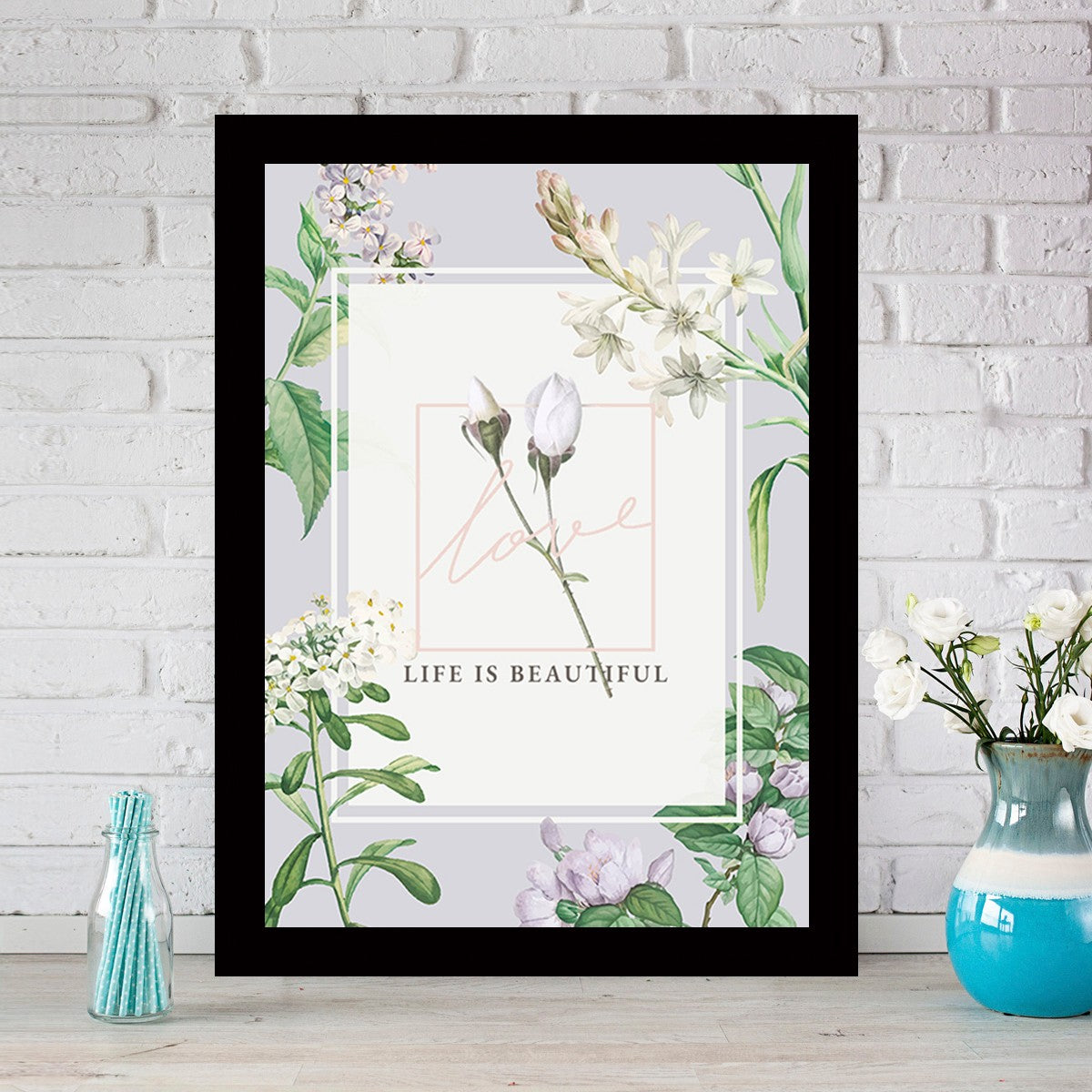 Quadro Decorativo MDF Emoldurado - Arte Multicolor 24x29cm com Moldura de Madeira 2cm