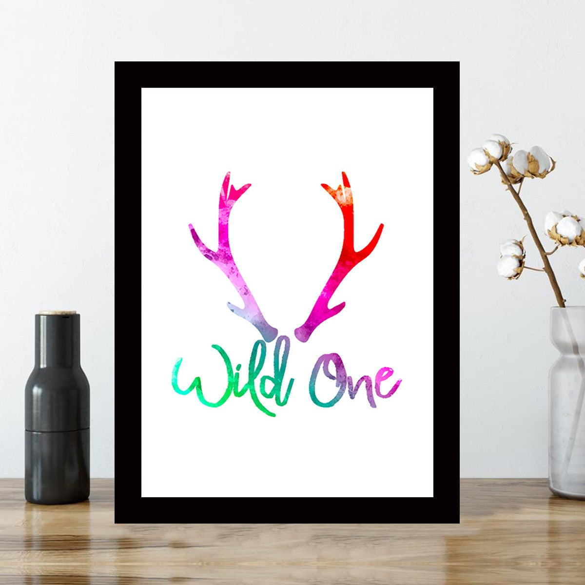 Quadro Decorativo MDF Emoldurado - Arte Multicolor 24x29cm com Moldura de Madeira 2cm