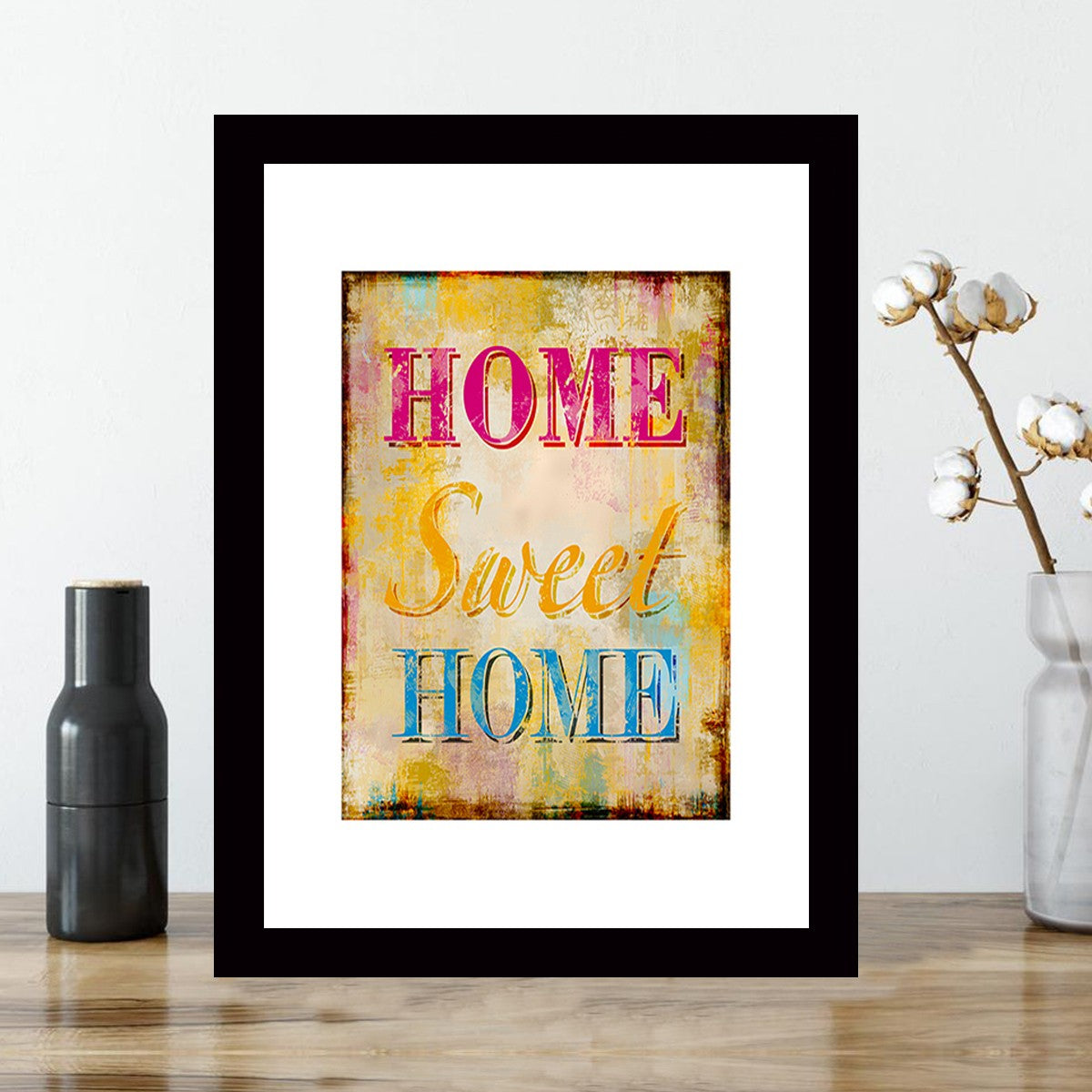 Quadro Decorativo MDF Emoldurado - Arte Multicolor 24x29cm com Moldura de Madeira 2cm