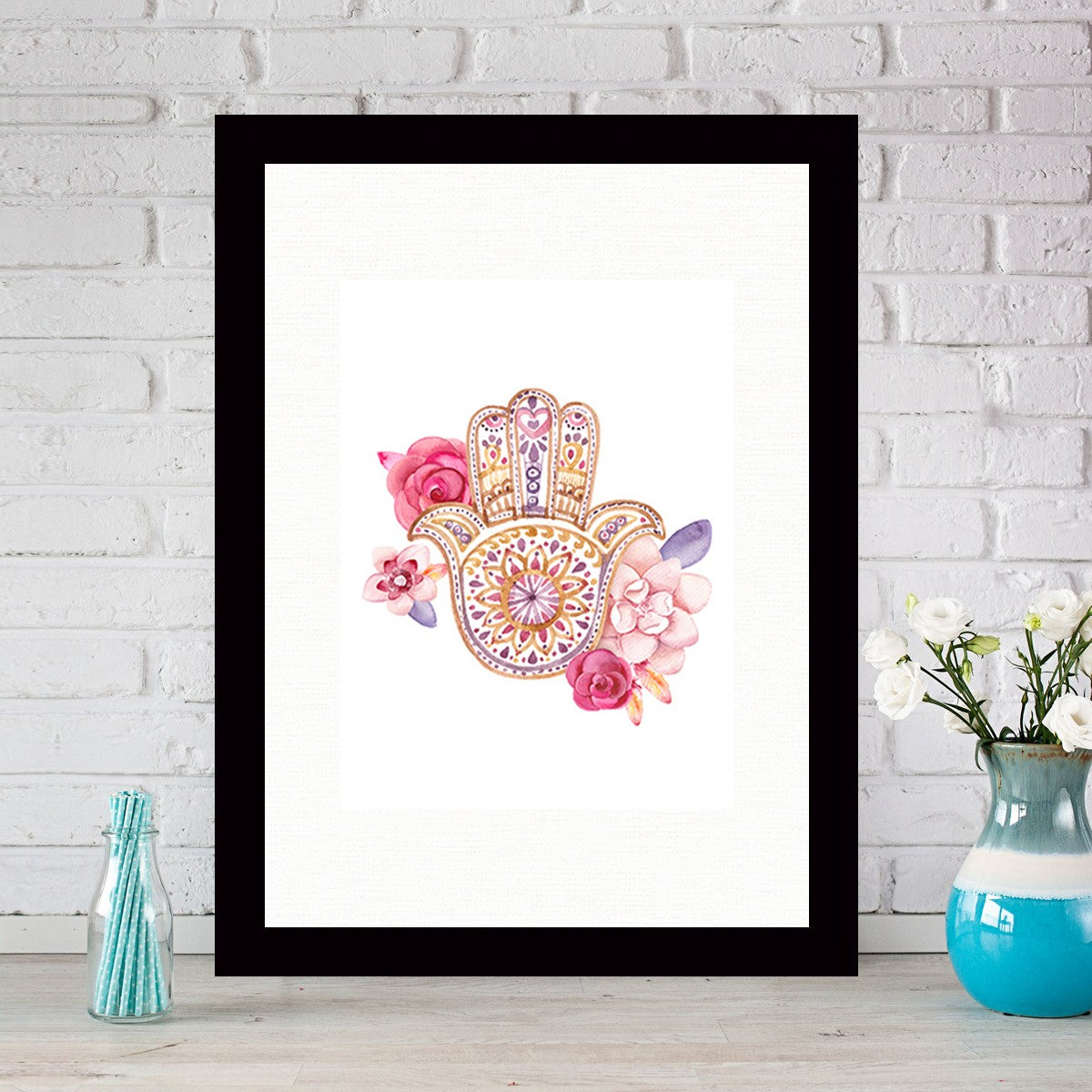 Quadro Decorativo MDF Emoldurado - Arte Multicolor 24x29cm com Moldura de Madeira 2cm