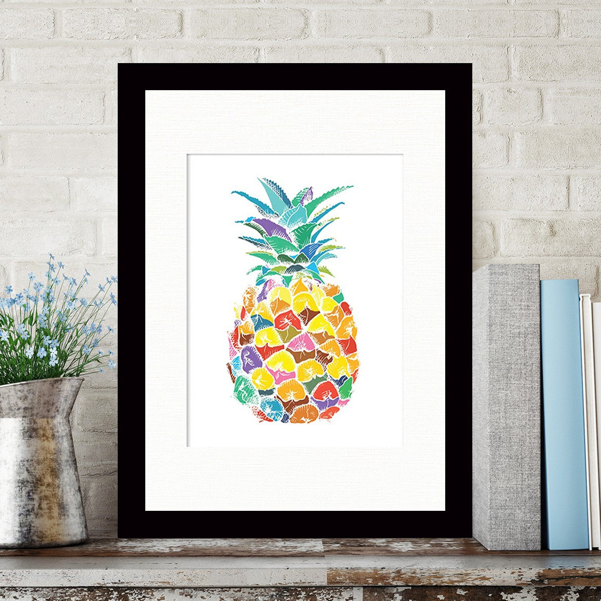 Quadro Decorativo MDF Emoldurado - Arte Multicolor 24x29cm com Moldura de Madeira 2cm