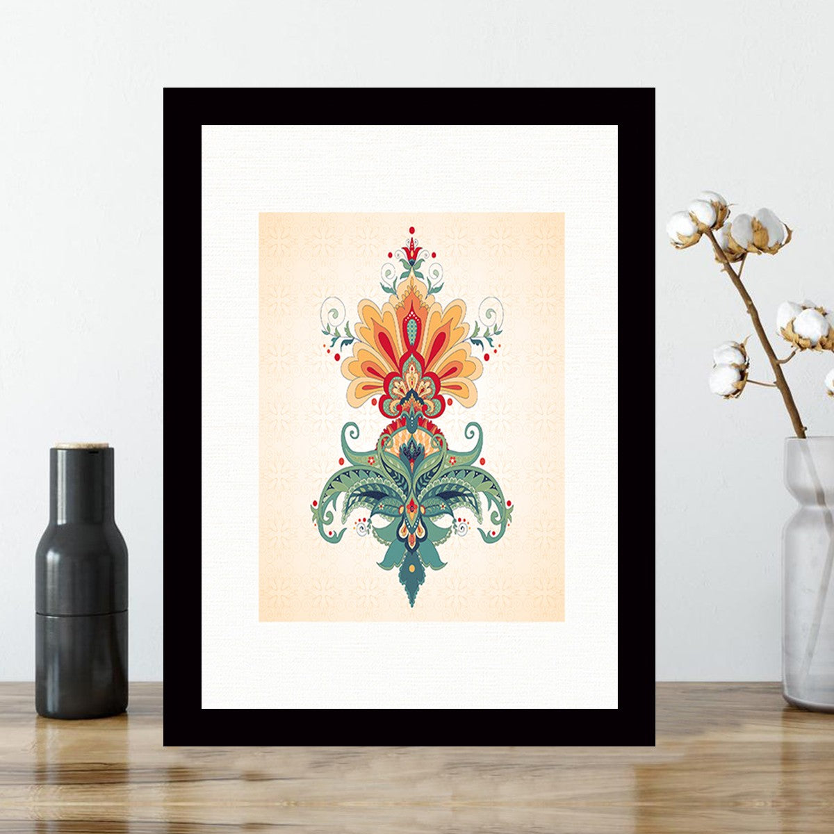 Quadro Decorativo MDF Emoldurado - Arte Multicolor 24x29cm com Moldura de Madeira 2cm