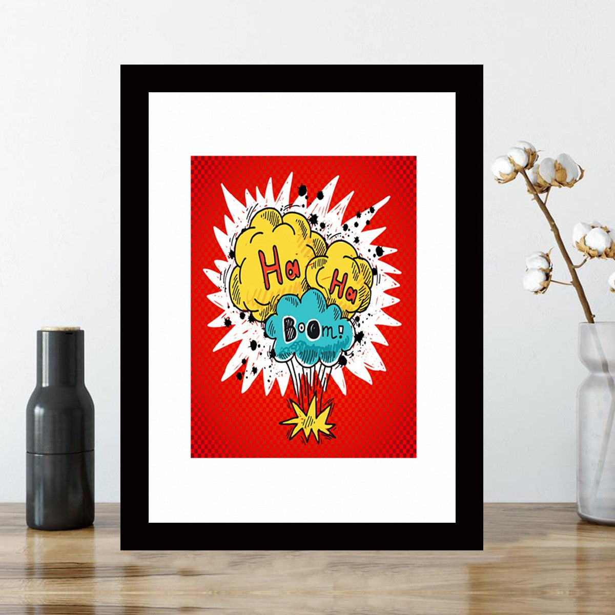 Quadro Decorativo MDF Emoldurado - Arte Multicolor 24x29cm com Moldura de Madeira 2cm