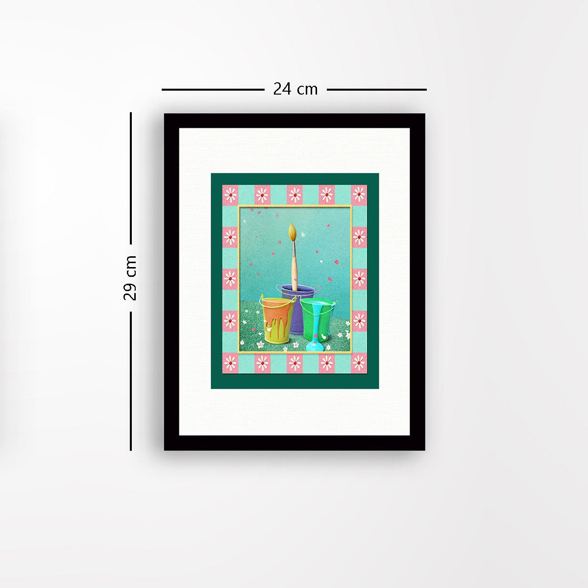 Quadro Decorativo MDF Emoldurado - Arte Multicolor 24x29cm com Moldura de Madeira 2cm