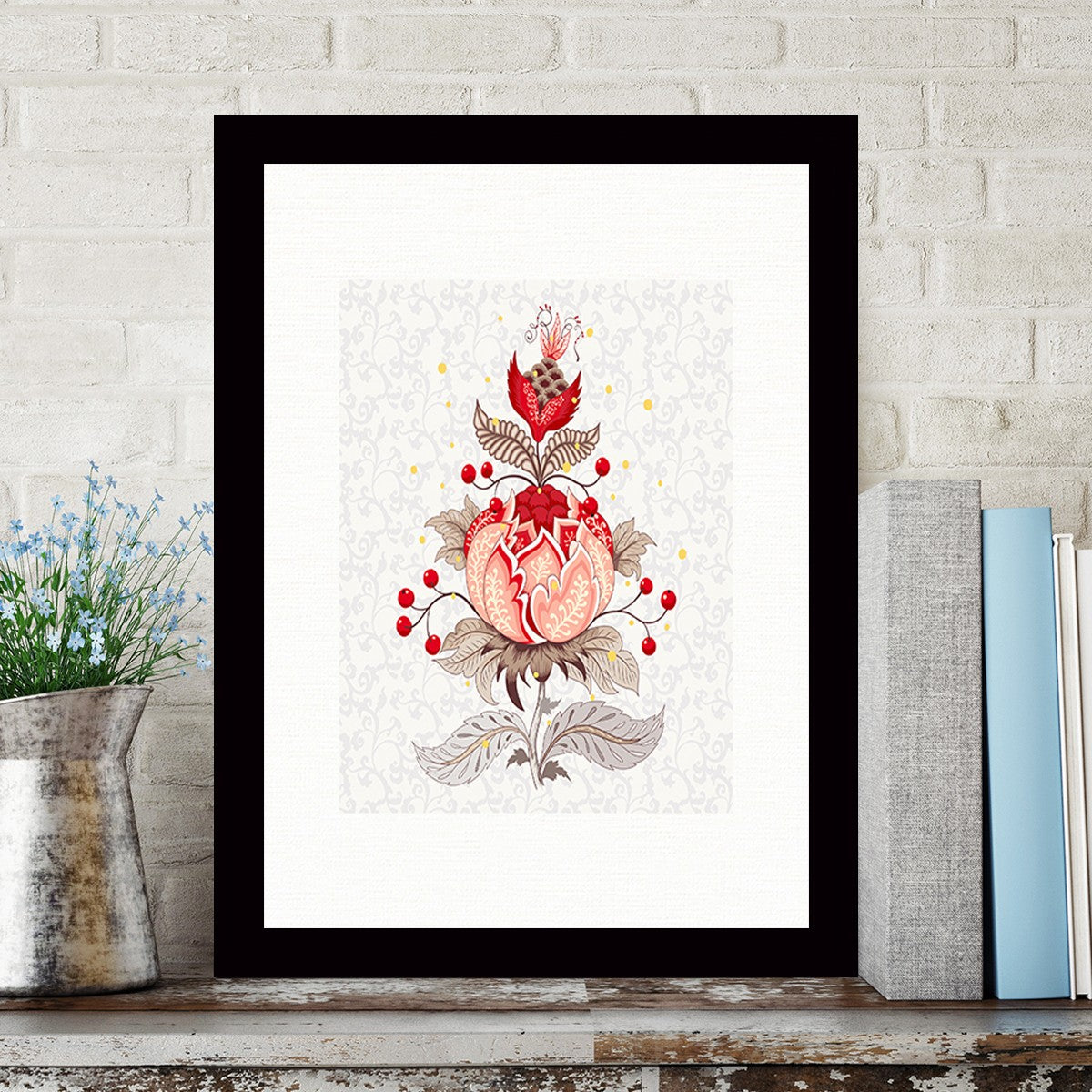 Quadro Decorativo MDF Emoldurado - Arte Multicolor 24x29cm com Moldura de Madeira 2cm