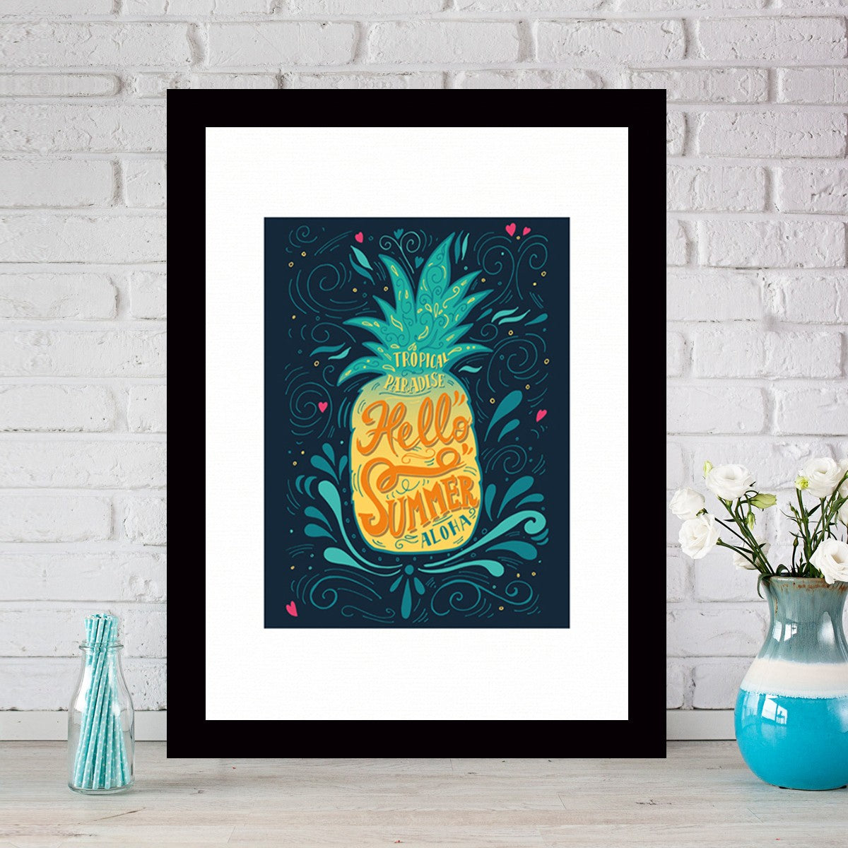 Quadro Decorativo MDF Emoldurado - Arte Multicolor 24x29cm com Moldura de Madeira 2cm