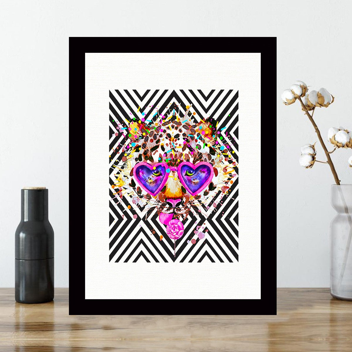 Quadro Decorativo MDF Emoldurado - Arte Multicolor 24x29cm com Moldura de Madeira 2cm