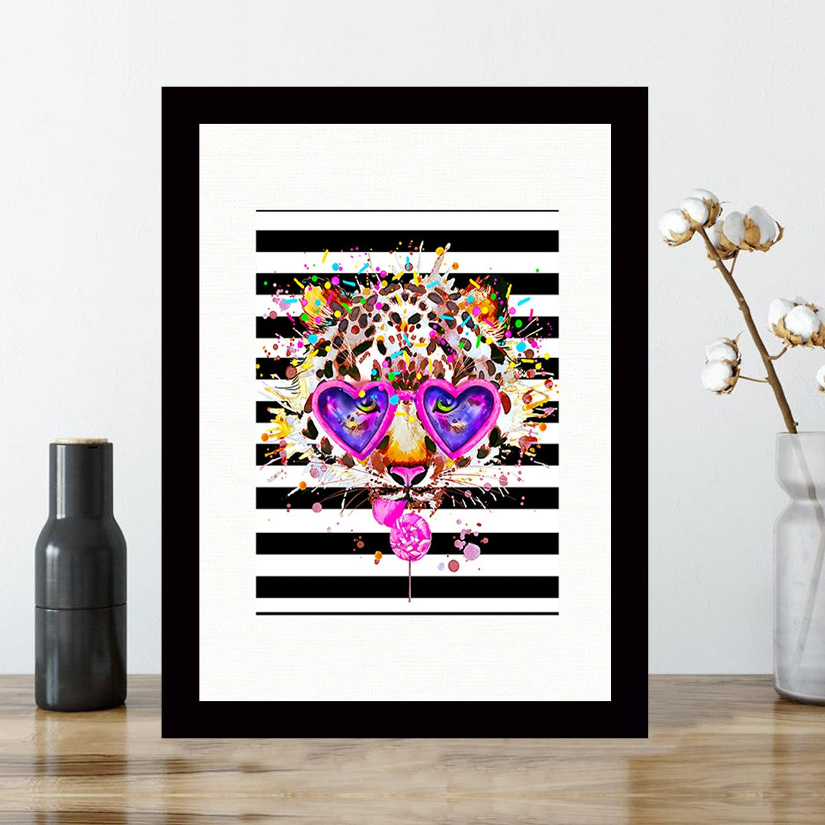 Quadro Decorativo MDF Emoldurado - Arte Multicolor 24x29cm com Moldura de Madeira 2cm