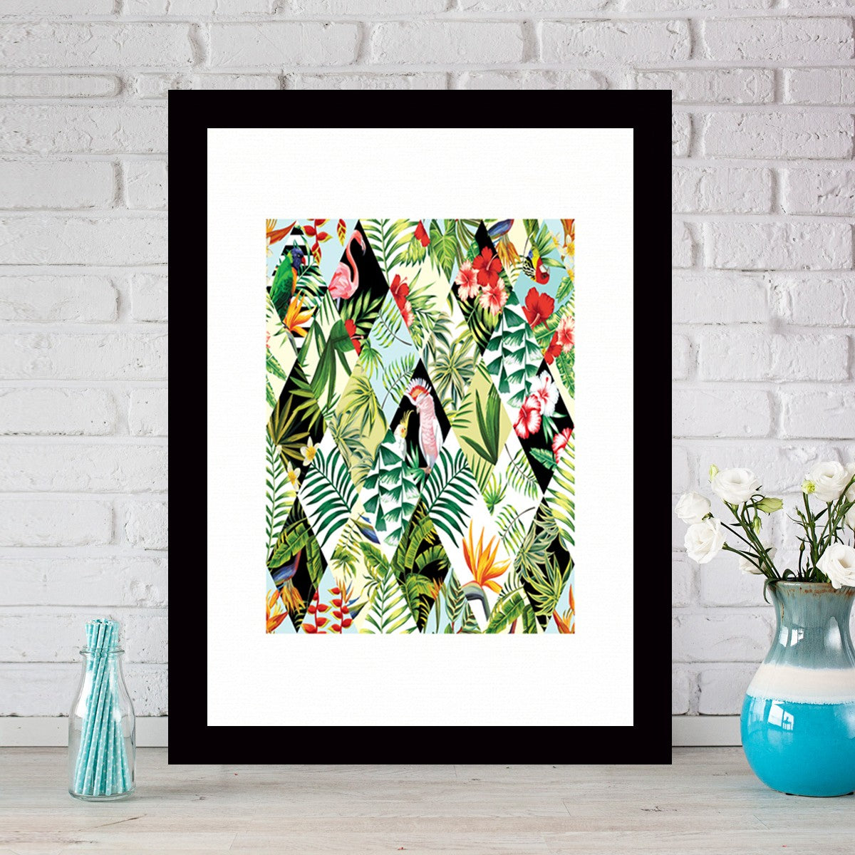 Quadro Decorativo MDF Emoldurado - Arte Multicolor 24x29cm com Moldura de Madeira 2cm