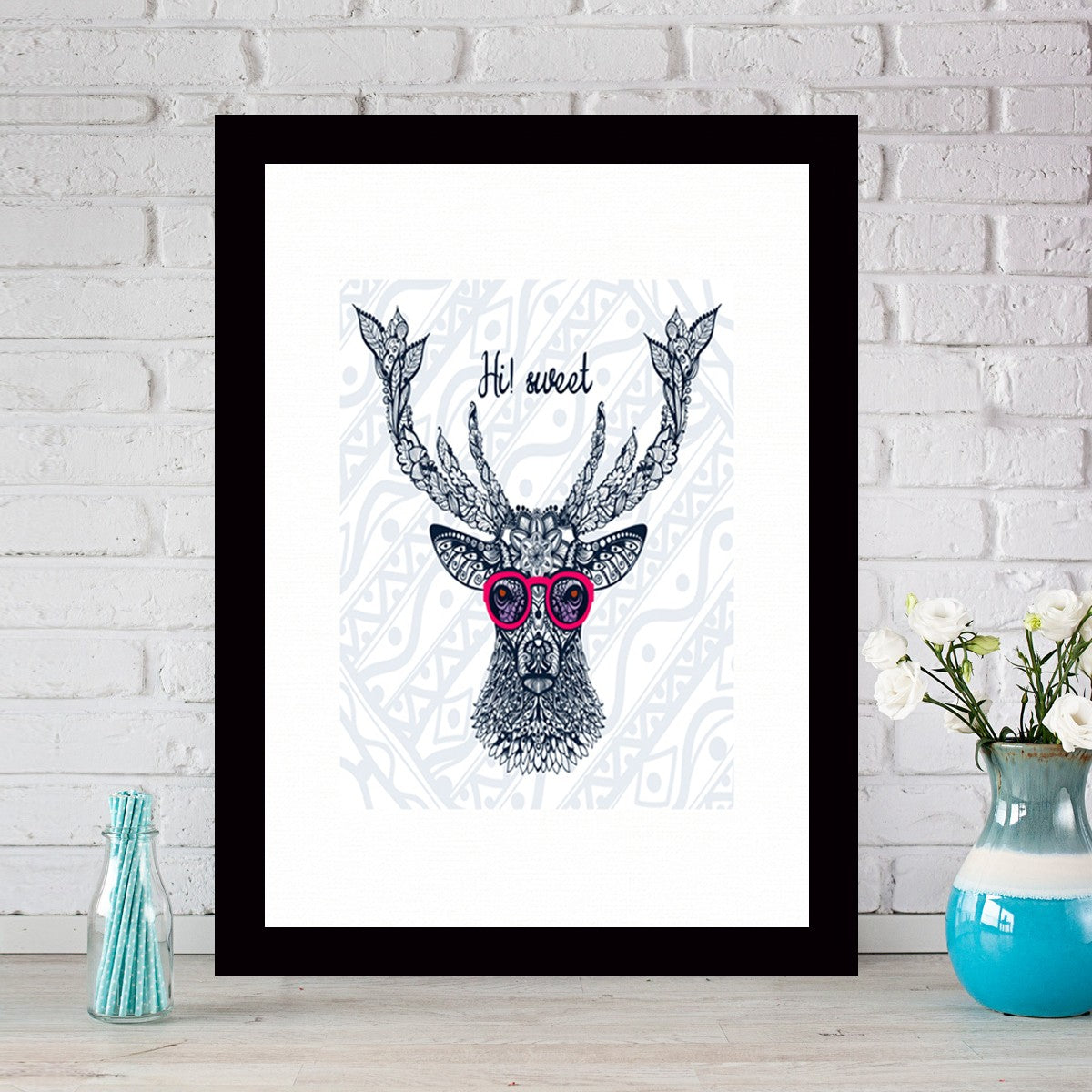 Quadro Decorativo MDF Emoldurado - Arte Multicolor 24x29cm com Moldura de Madeira 2cm