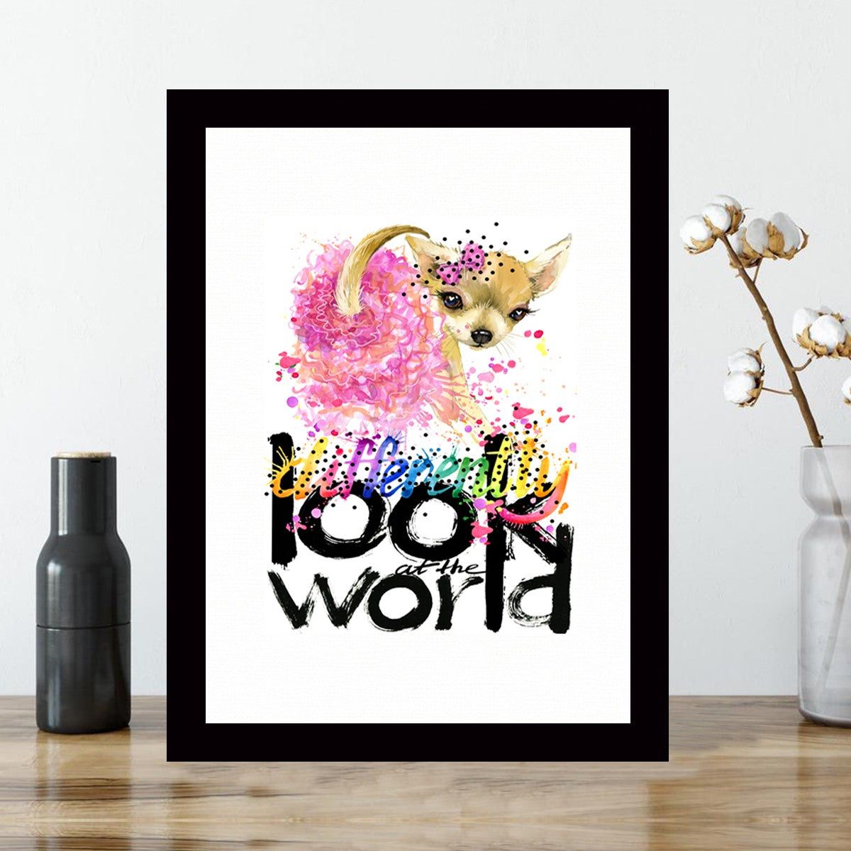 Quadro Decorativo MDF Emoldurado - Arte Multicolor 24x29cm com Moldura de Madeira 2cm