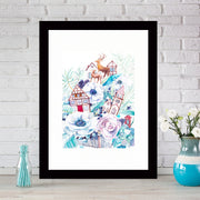 Quadro Decorativo MDF Emoldurado - Arte Multicolor 24x29cm com Moldura de Madeira 2cm