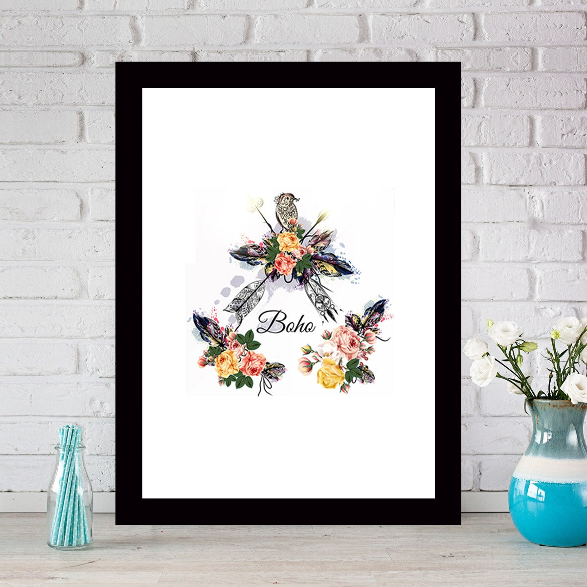 Quadro Decorativo MDF Emoldurado - Arte Multicolor 24x29cm com Moldura de Madeira 2cm