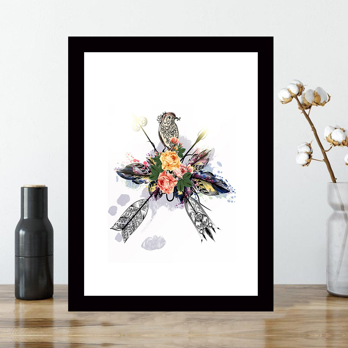 Quadro Decorativo MDF Emoldurado - Arte Multicolor 24x29cm com Moldura de Madeira 2cm