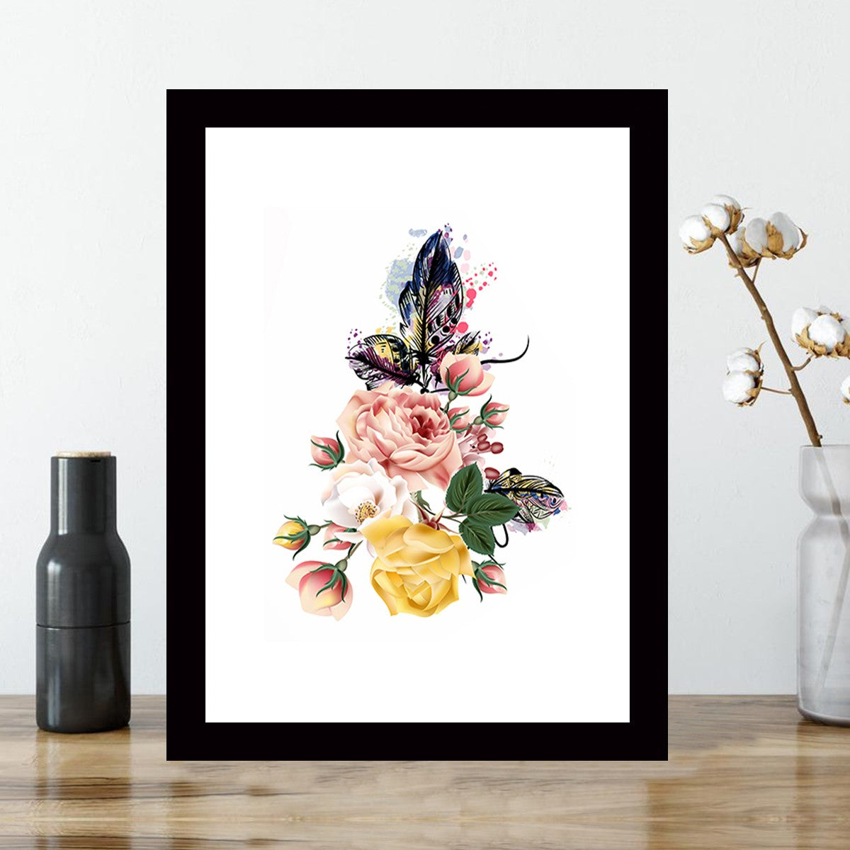 Quadro Decorativo MDF Emoldurado - Arte Multicolor 24x29cm com Moldura de Madeira 2cm