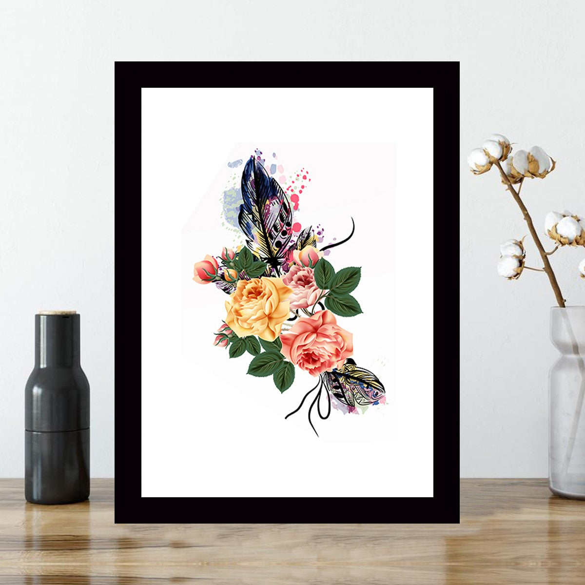 Quadro Decorativo MDF Emoldurado - Arte Multicolor 24x29cm com Moldura de Madeira 2cm